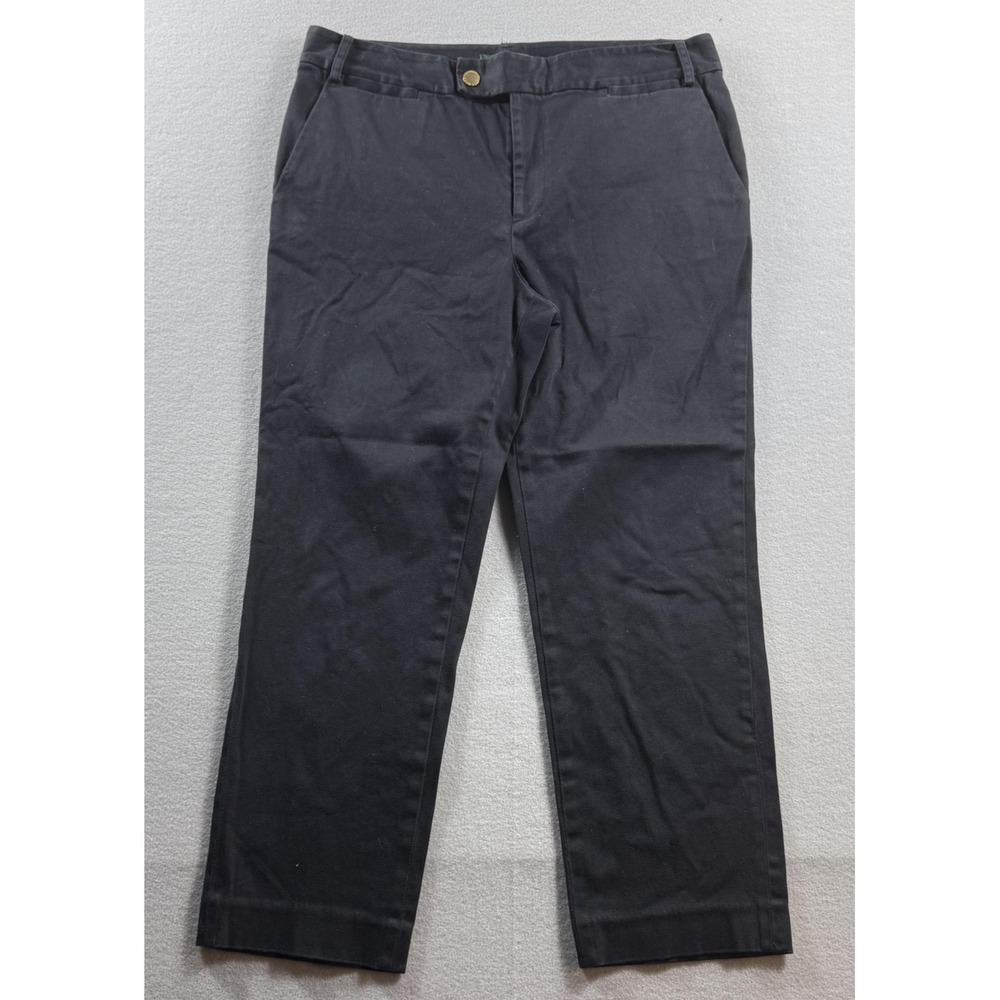 Lauren Ralph Lauren Pants Womens 12 Black Twill Chino Ankle Straight Stretch
